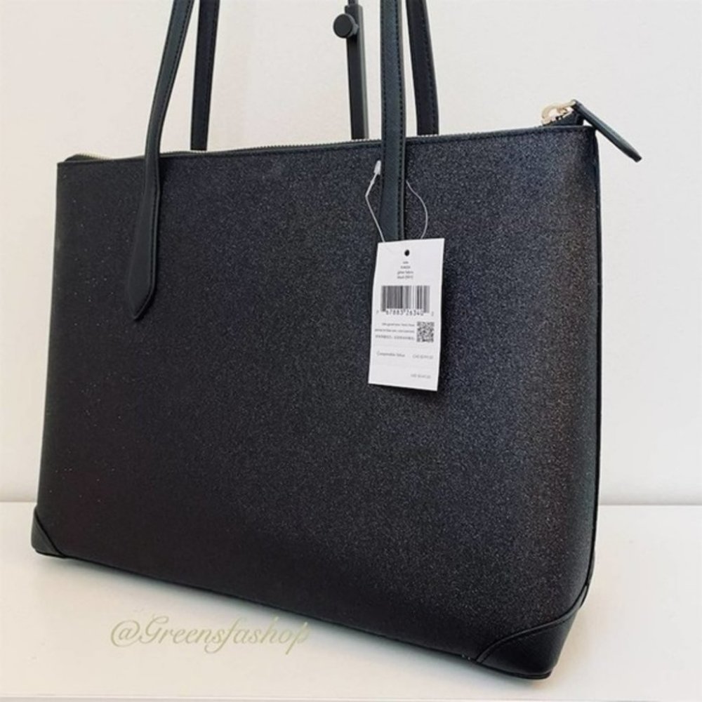 Kate spade shimmy glitter tote shoulder bag black new - Picture 5 of 11